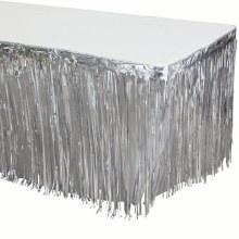 Tableskirt Fringe Foil Silver