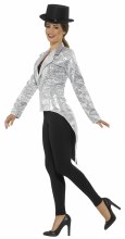 Sequin Tailcoat Jacket Silver Lg