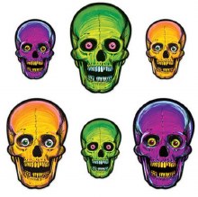 Neon Skull Cutouts ~ 6 Pack