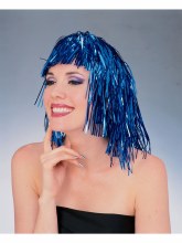 Wig Tinsel Long Blue