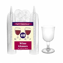 Wine Glasses 40ct Clear Plastic 5.5oz