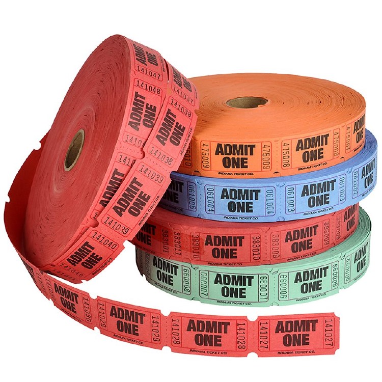 Ticket Roll Admit One Rd/Or/Gr