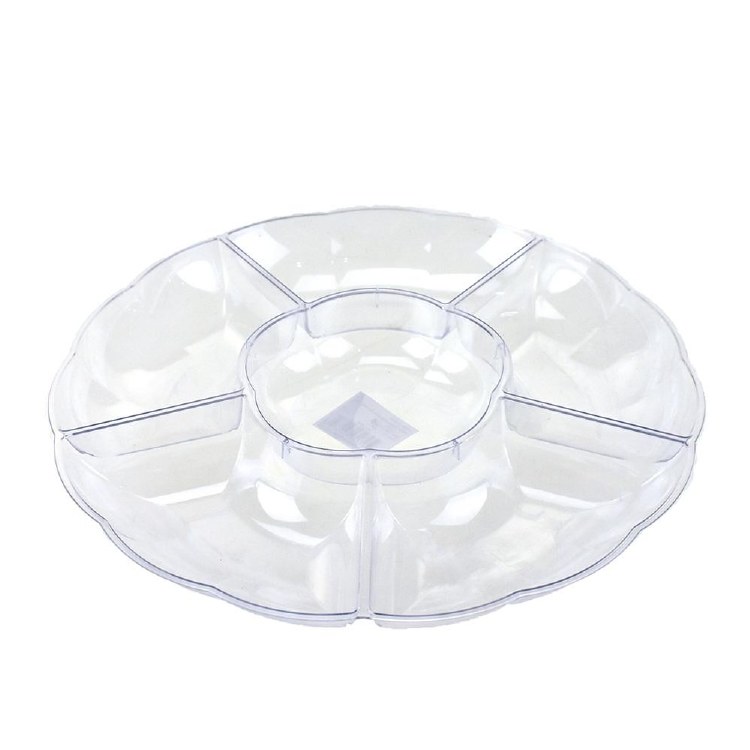 Tray 6-Section Plastic Clear 12in