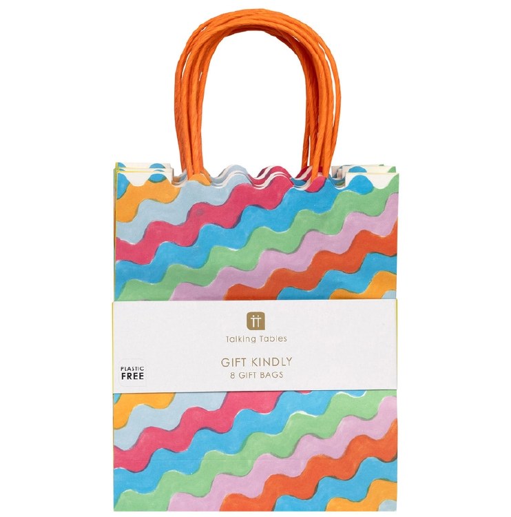 Wavy Multicolor Gift Bags 8ct