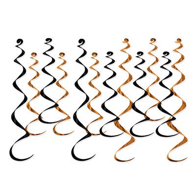 Metallic Whirls Orange &amp; Black