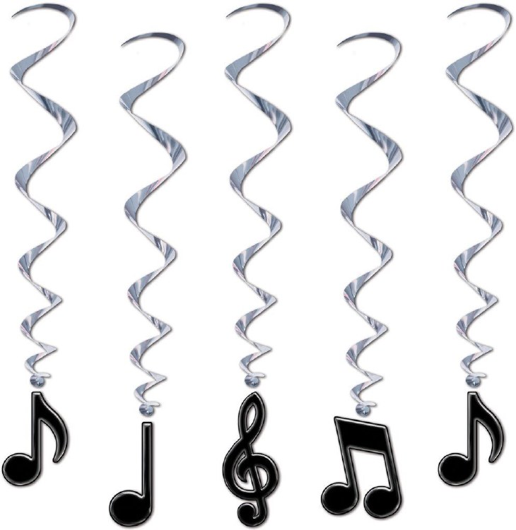 Whirls Music Notes Blk/Silver