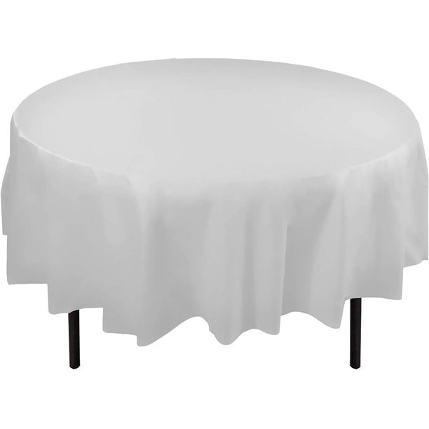 White Round Plastic Tablecover