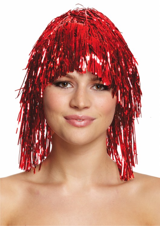 Wig Tinsel Red