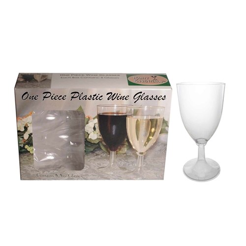 Wine Glass 8oz One-Piece Plastic 8pc