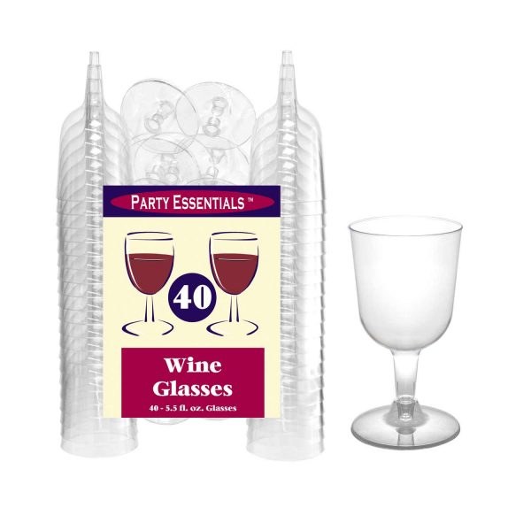 Wine Glasses 40ct Clear Plastic 5.5oz