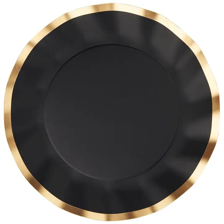 Everyday Wavy Black 8in Plates