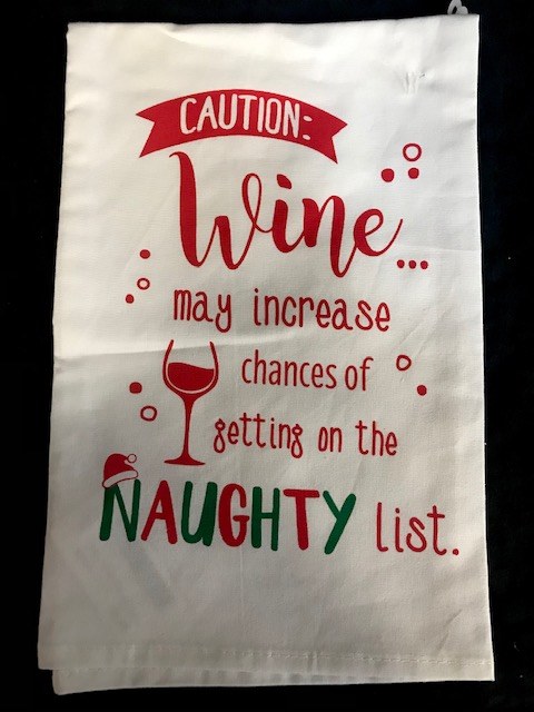 Funny Christmas Towel ~ Wine Caution