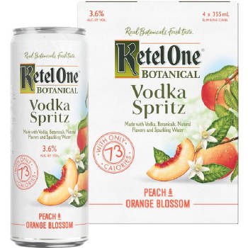 Ketel One Botanical Peach & Orange Blossom Vodka Spritz 4 Pack Cans
