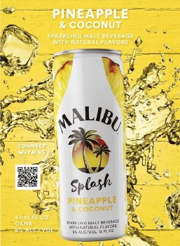 Malibu Splash Pineapple & Coconut 4 Pack Cans