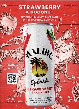 Malibu Splash Strawberry & Coconut 4 Pack Cans