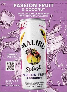 Malibu Splash Passionfruit & Coconut 4 Pack Cans