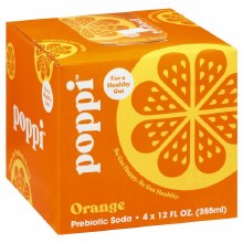 Poppi Orange Prebiotic Soda 4 Pack Cans