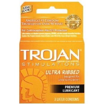 Trojan Ultra Ribbed 3 Pack (Gold)