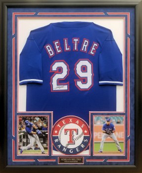 ADRIAN BELTRE AUTOGRAPHED HAND SIGNED CUSTOM FRAMED TEXAS RANGERS JERSEY