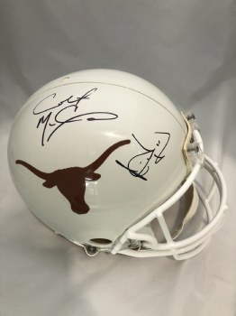 VINCE YOUNG & COLT MCCOY AUTOGRAPHED HAND SIGNED FULL SIZE AUTHENTIC TEXAS LONGHORNS HELMET