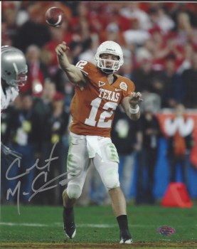COLT MCCOY AUTOGRAPHED HAND SIGNED COLT MCCOY TEXAS LONGHORNS 8X10 PHOTO