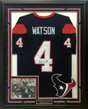 DESHAUN WATSON AUTOGRAPHED HAND SIGNED CUSTOM FRAMED HOUSTON TEXANS JERSEY