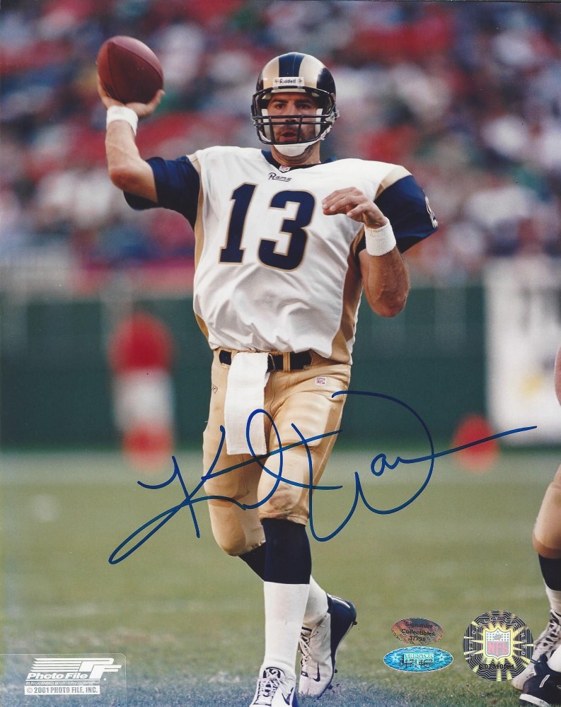 KURT WARNER AUTOGRAPHED HAND SIGNED LA RAMS 8X10 PHOTO