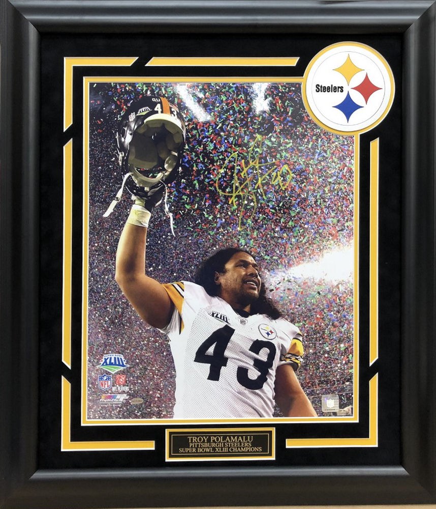 Troy Polamalu Autographed and Framed Black Steelers Jersey