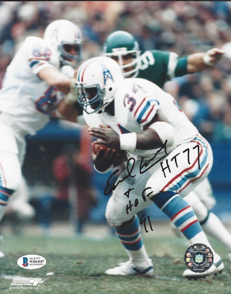 Earl Campbell Autographed Signed Houston Oilers 8X10 Photo (blue
