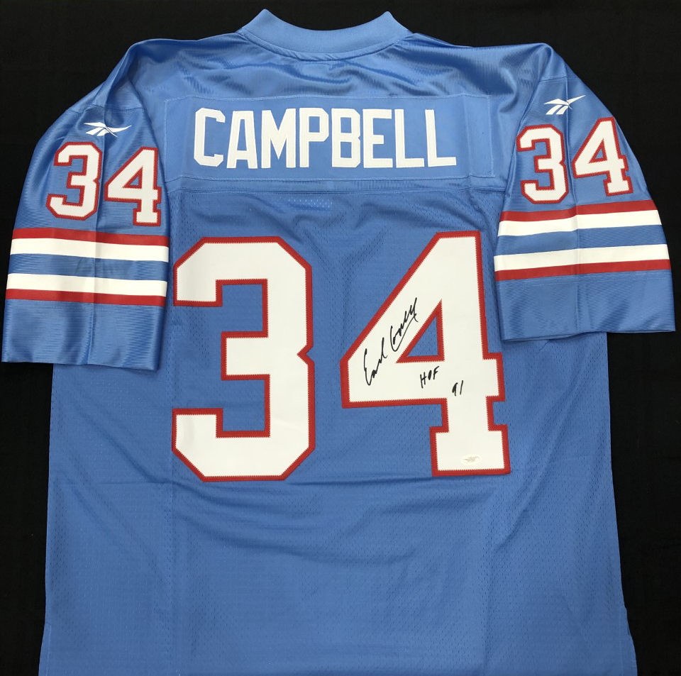 Earl Campbell Autographed Houston Oilers Jersey Framed BAS Signed  Memorabilia - - Inscriptagraphs Memorabilia