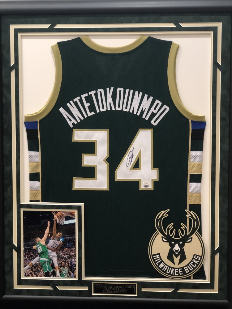 giannis antetokounmpo signed jersey framed
