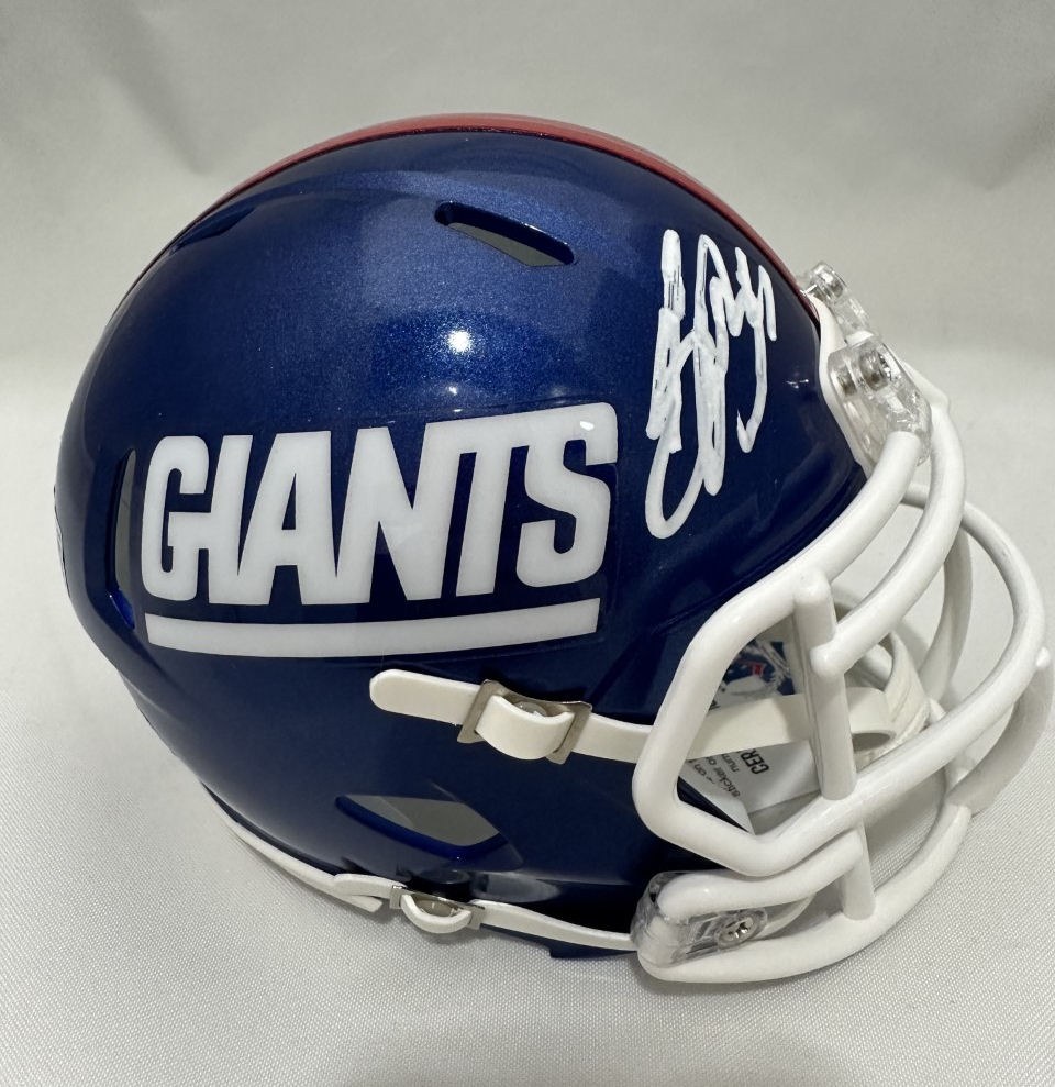 SAQUON BARKLEY AUTOGRAPHED HAND SIGNED NEW YORK GIANTS MINI HELMET