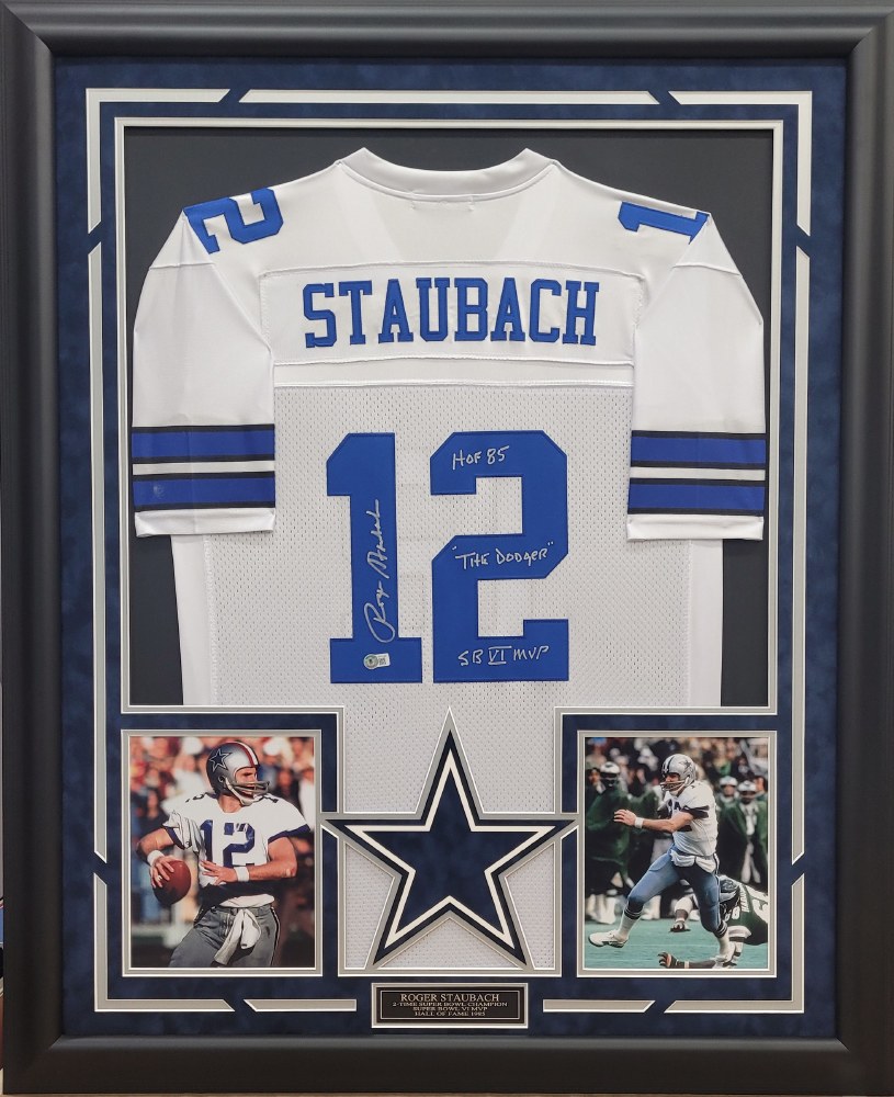 Roger Staubach Dallas Cowboys Signed Blue Mitchell & Ness Jersey HOF 85  Beckett