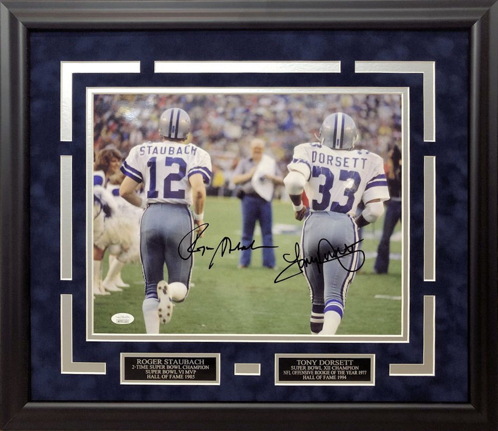 ROGER STAUBACH & TONY DORSETT DALLAS COWBOYS AUTOGRAPHED HAND SIGNED AND  CUSTOM FRAMED 11X14 PHOTO - Signature Collectibles