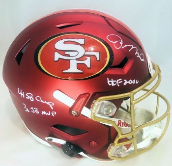 JOE MONTANA AUTOGRAPHED HAND SIGNED SPEEDFLEX BLAZE 49ERS HELMET