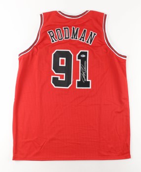 DENNIS RODMAN AUTOGRAPHED HAND SIGNED CHICAGO BULLS JERSEY