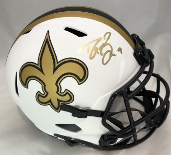 DREW BREES AUTOGRAPHED HAND SIGNED LUNAR REPLICA NEW ORLEANS SAINTS FULL SIZE HELMET