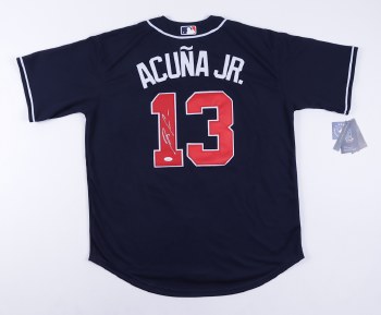 RONALD ACUNA JR. AUTOGRAPHED HAND SIGNED ATLANTA BRAVES NIKE JERSEY