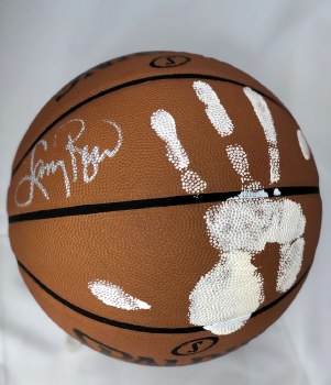 LARRY BIRD AUTOGRAPHED HAND SIGNED BASKETBALL WITH HANDPRINT
