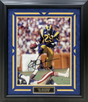 ERIC DICKERSON AUTOGRAPHED HAND SIGNED CUSTOM FRAMED LA RAMS METALLIC 16X20 PHOTO