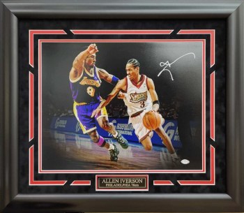 ALLEN IVERSON AUTOGRAPHED HAND SIGNED PHILADELPHIA 76ERS CUSTOM FRAMED 16x20 PHOTO