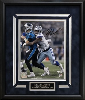 MICAH PARSONS AUTOGRAPHED HAND SIGNED CUSTOM FRAMED 8X10 DALLAS COWBOYS PHOTO