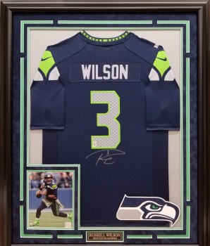 Framed Russell Wilson Denver Broncos Autographed Orange Nike Limited Jersey