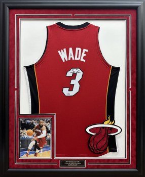DWYANE WADE AUTOGRAPHED HAND SIGNED CUSTOM FRAMED MIAMI HEAT JERSEY