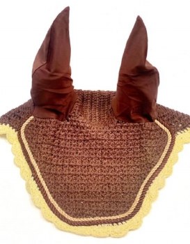 Crochet Fly Bonnet (Mocca/Cream/Corn)