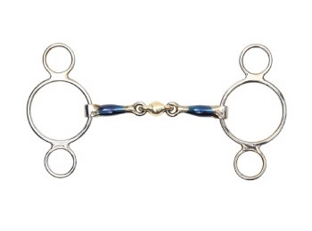 Blue Sweet Iron Two Ring Gag w/ Lozenge (5")