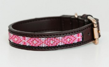 Kentucky Handmade Pearls Dog Collar (Pink/X-Small)
