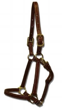 Leather Halter with Snap 3/4&quot; (Chestnut/Yearling/Pony)