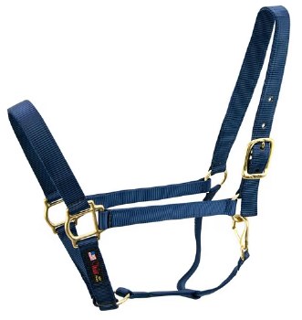 Nylon Halter with Snap 1&quot; (Navy/ Horse)