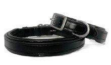 Black Padded w/Black Patent Piping Dog Collar (16")